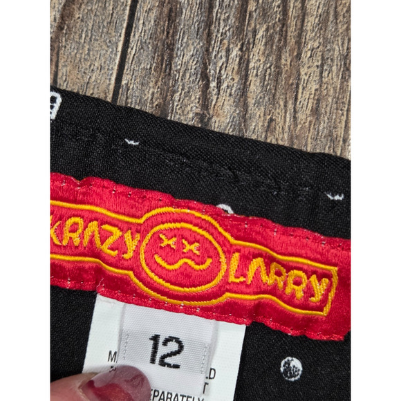 Krazy Larry Pull-On Ankle Pants - Black Golf Tee Club Print Elastic Waist 12 - Picture 6 of 9